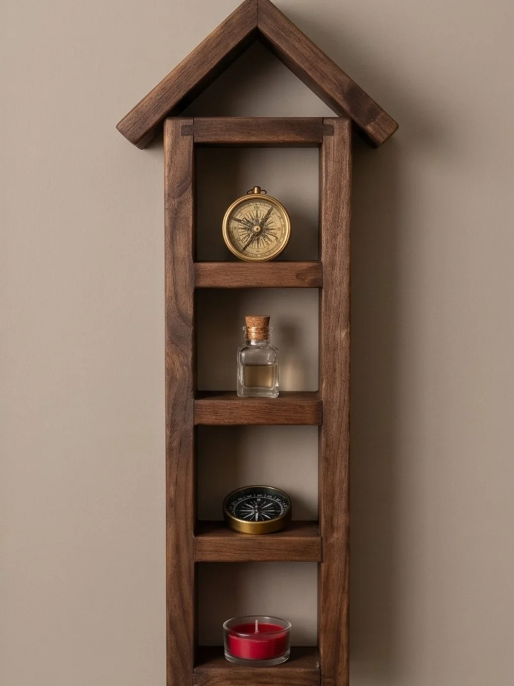Rustic Brown Wood Wall Shelf Decor